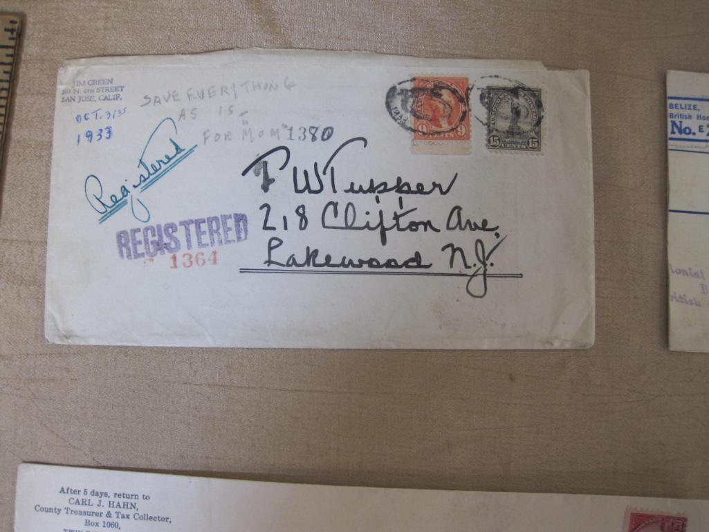 Lot of stamped, addressed envelopes, postmarked from 1921 to 1936