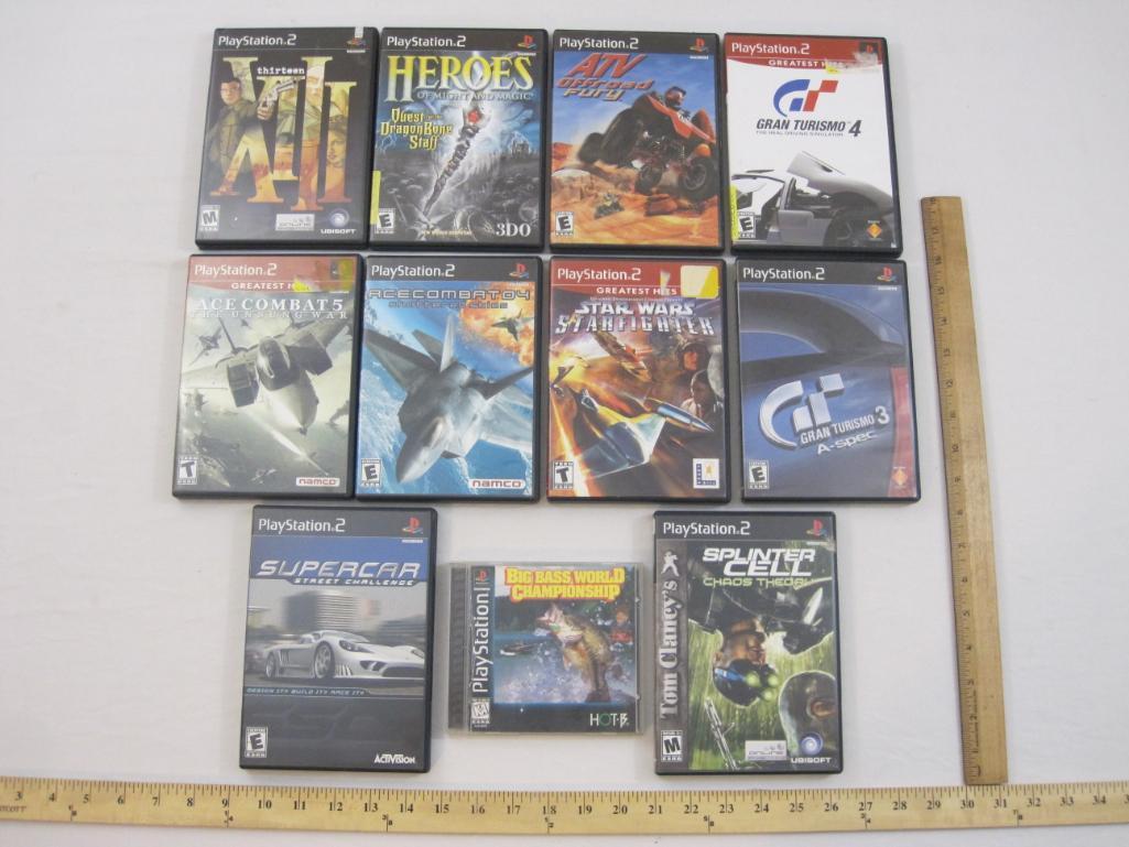 Lot of 11 Video Games including PS2 XIII, Gran Turismo 3 & 4, Ace Combat 4 & 5, Tom Clancey's