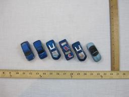 Six Blue Matchbox Cars from 1990s, 9 oz