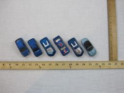 Six Blue Matchbox Cars from 1990s, 9 oz