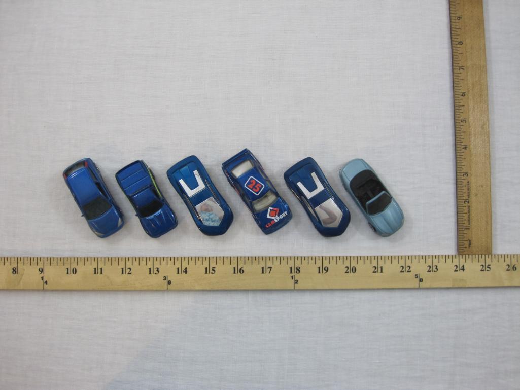 Six Blue Matchbox Cars from 1990s, 9 oz