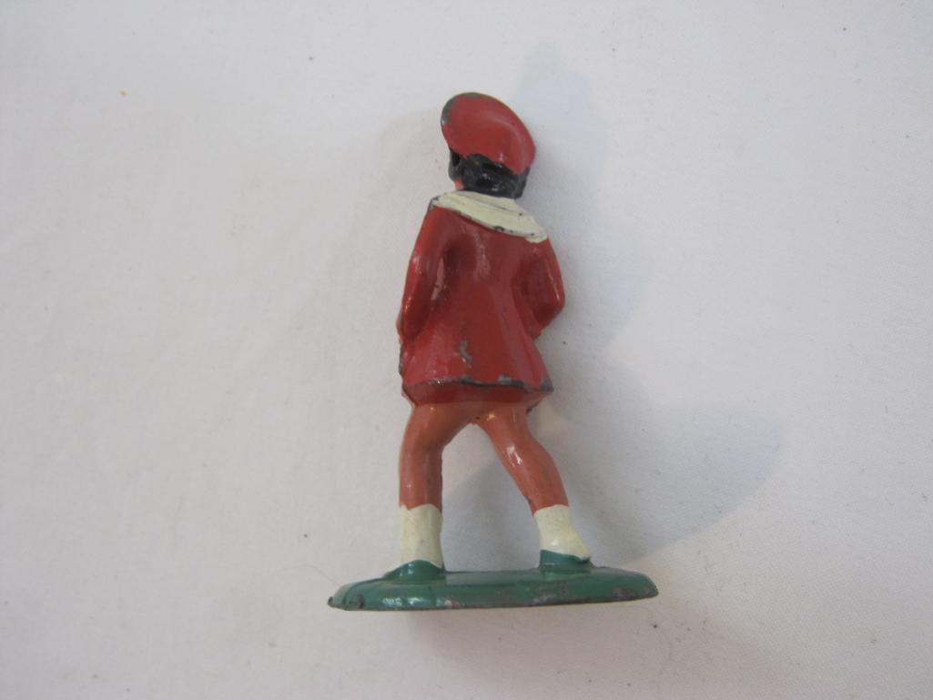 Three Vintage Barclay Lead Figures including ice skaters and girl (B164), 4 oz
