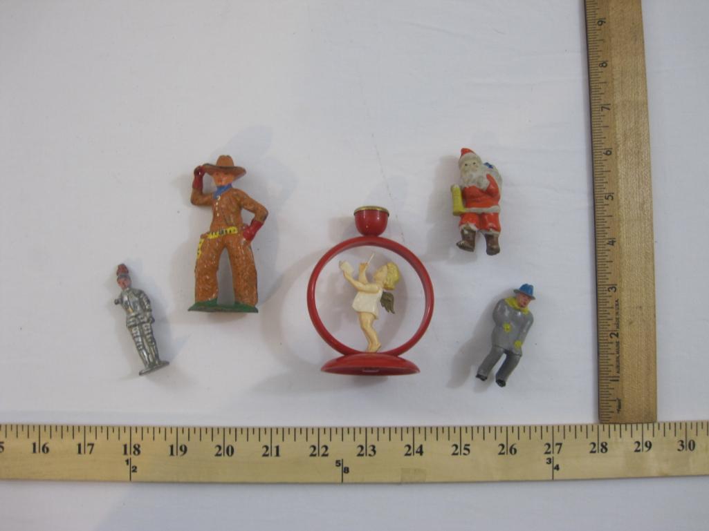 Lot of Assorted Miniature Figures cast cowboy, ceramic Santa and more, 6 oz