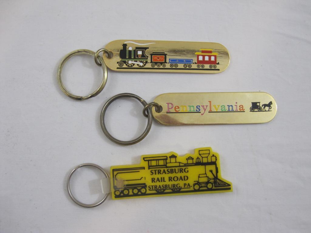 Lot of Key Chains including Pennsylvania, Strasburg Rail Road and more, 6 oz