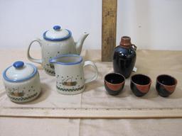 Otagiri Japan Tea Pot, Creamer, and Sugar and Japanese Sake Set