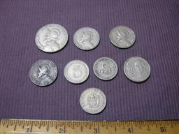 Lot of 7 Panama coins (3 1966; 1 1968; 1 1970; 1 1973; 1 1975) and 1 Mexico coin (1987)