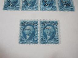 Cancelled US 10 cent and 25 cent Stamps, including some marked 1866