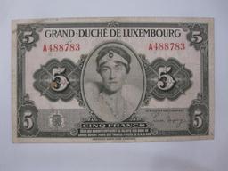 Lot of Foreign Paper Currency from Luxenbourg