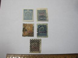 Five stamps: 4 ommutation; 1 1931 Western Union Telegraph Co. complimentary 25 Value Cents