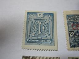 Five stamps: 4 ommutation; 1 1931 Western Union Telegraph Co. complimentary 25 Value Cents