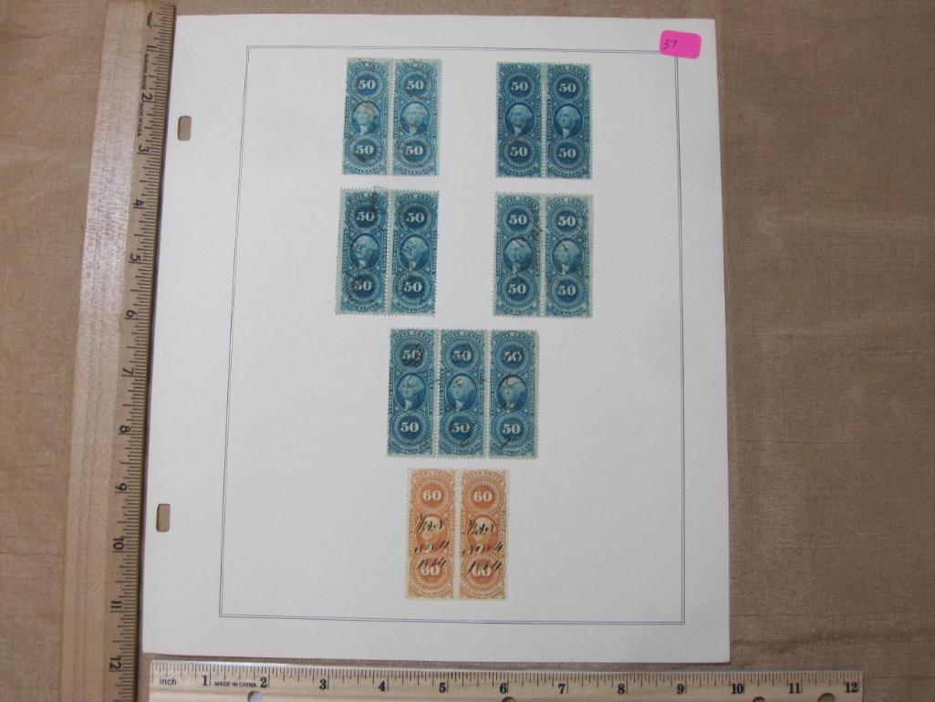 Cancelled US 50 Cent and 60 Cent Revenue Stamps including Mortage and Conveyance