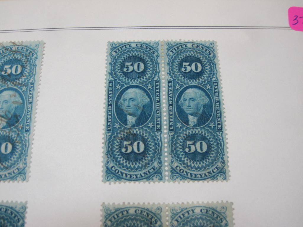 Cancelled US 50 Cent and 60 Cent Revenue Stamps including Mortage and Conveyance
