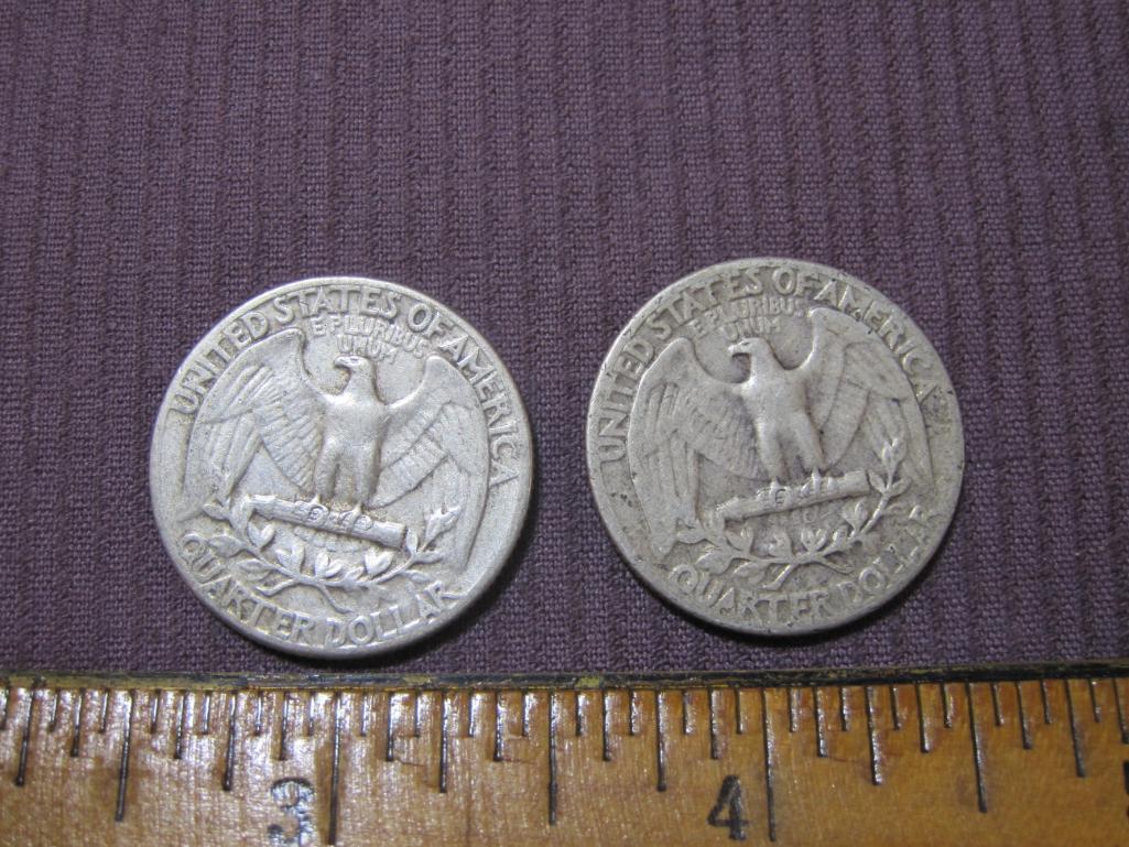 Two Silver Washington US Quarters: 1941, 1956. 12.3 g