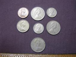 Lot of 7 Bermuda coins: 3 1970 25 cents; 2 1971 10 cents; 1 1973 One Cent; 1 1977 Five Cents.