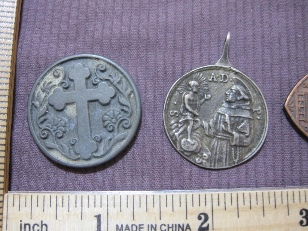 Lot of 4 Religious Tokens/Coin Pendants