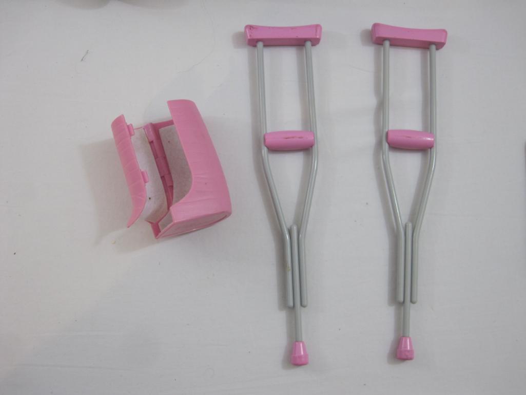 18" Doll Wheelchair, Cast and Crutches Set, Enertec, 1 lb 7 oz