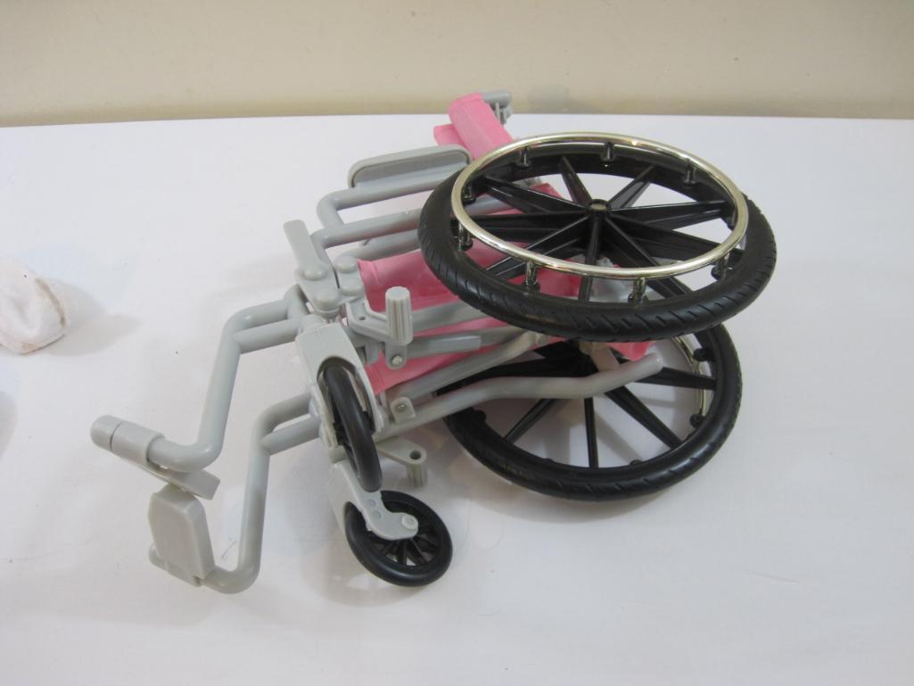 18" Doll Wheelchair, Cast and Crutches Set, Enertec, 1 lb 7 oz