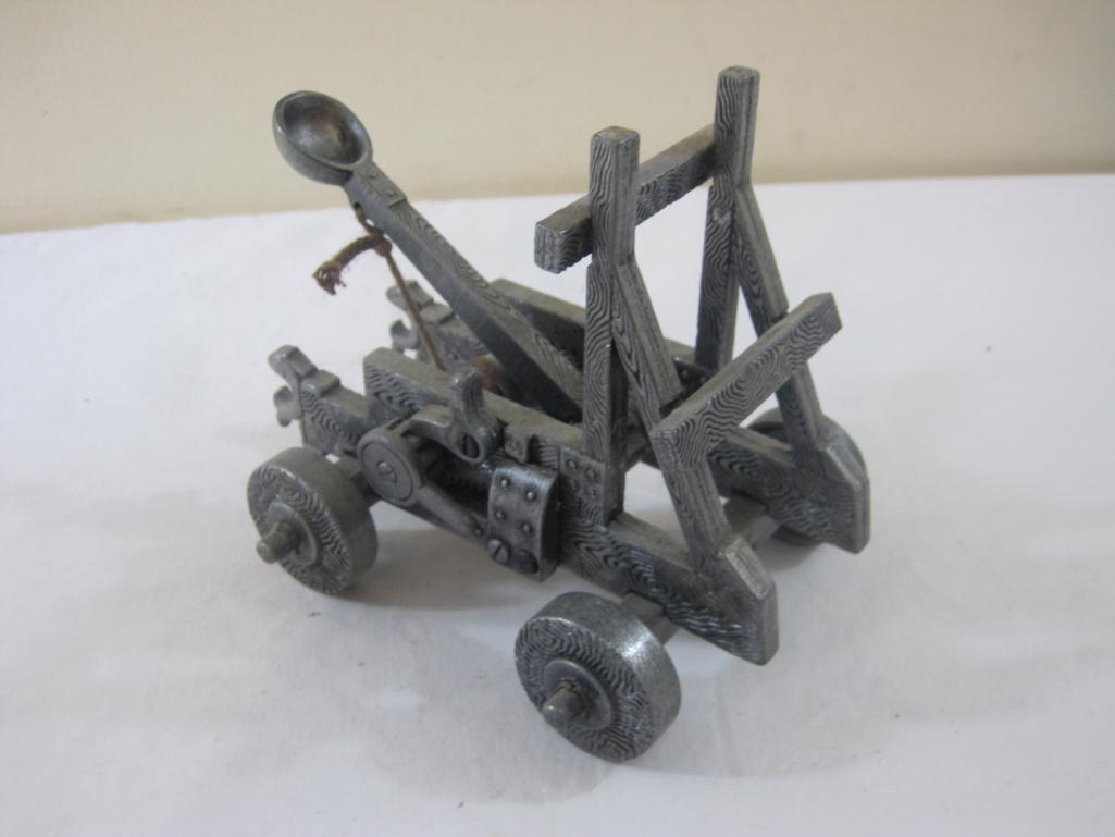 Pewter Catapult, working, made in Spain, 1 lb 10 oz