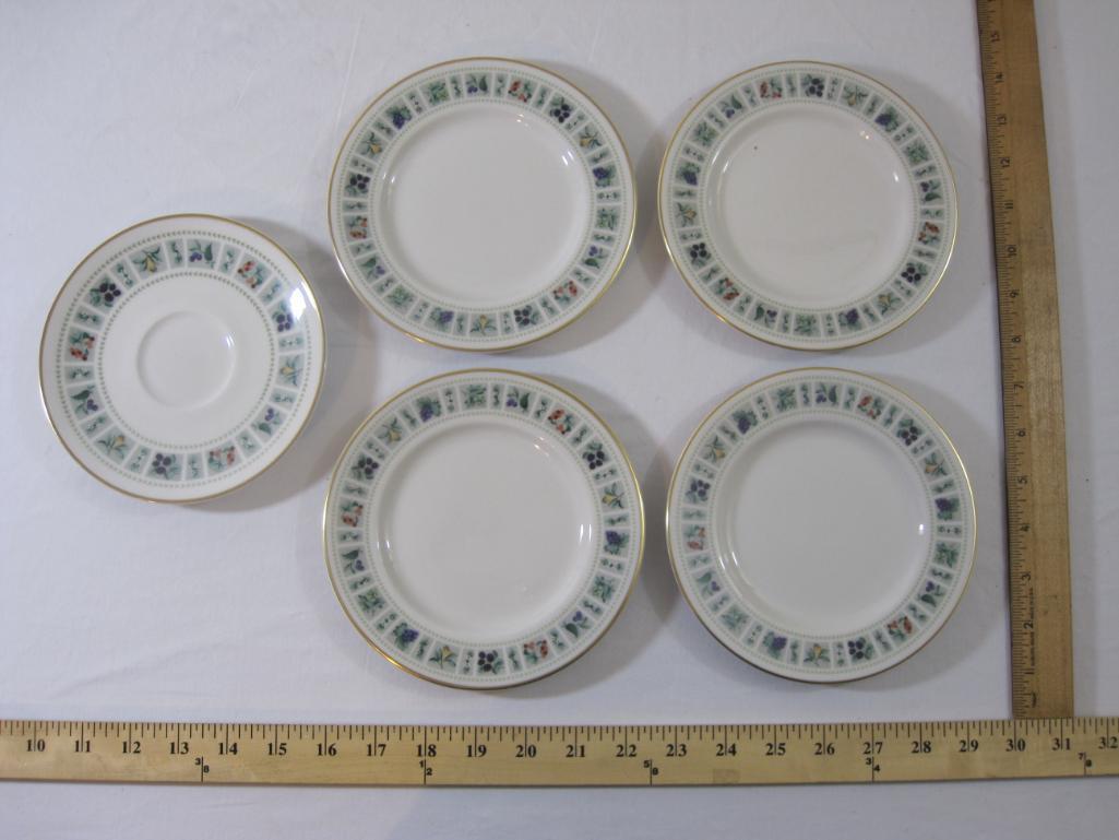 Set of 5 Royal Doulton Tapestry Fine China Plates including 4 Bread Plates (6.5" diameter), and 1