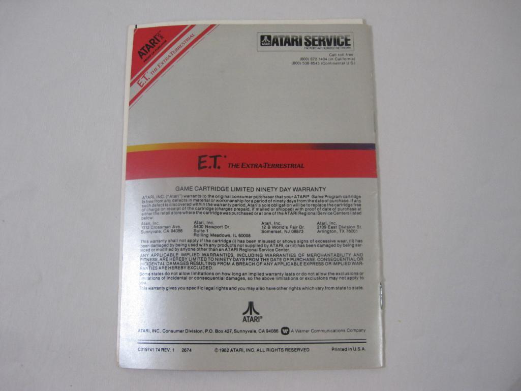 Vintage E.T. The Extra-Terrestrial ATARI 2600 Game Cartridge and Instruction Manual, game has been