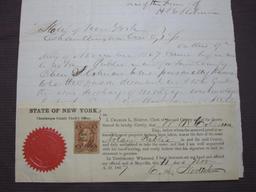 Nineteenth Century handwritten document notarized by New York State, Chautauqua County Clerk's