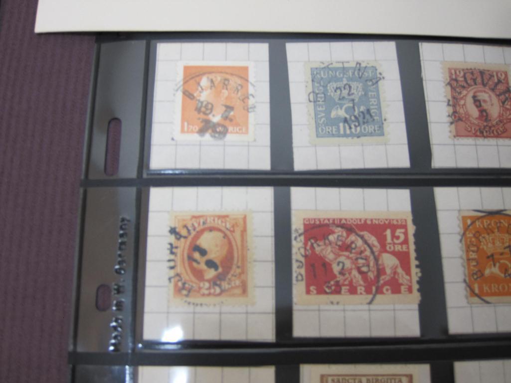 Stamps from Sweden, 1890's through 1930's, Bredbyn, Bjorkfors, Bettna, Bastad and others, 2oz