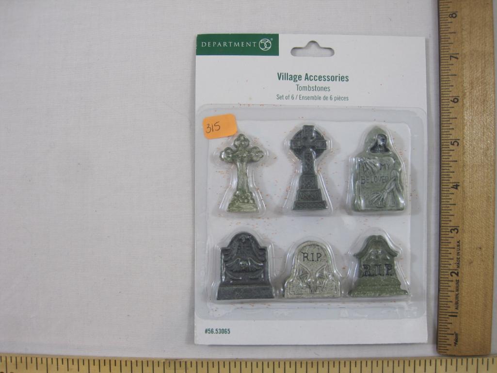 Department 56 Village Accessories Set of 6 Tombstones, new in package, 3 oz