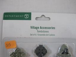 Department 56 Village Accessories Set of 6 Tombstones, new in package, 3 oz