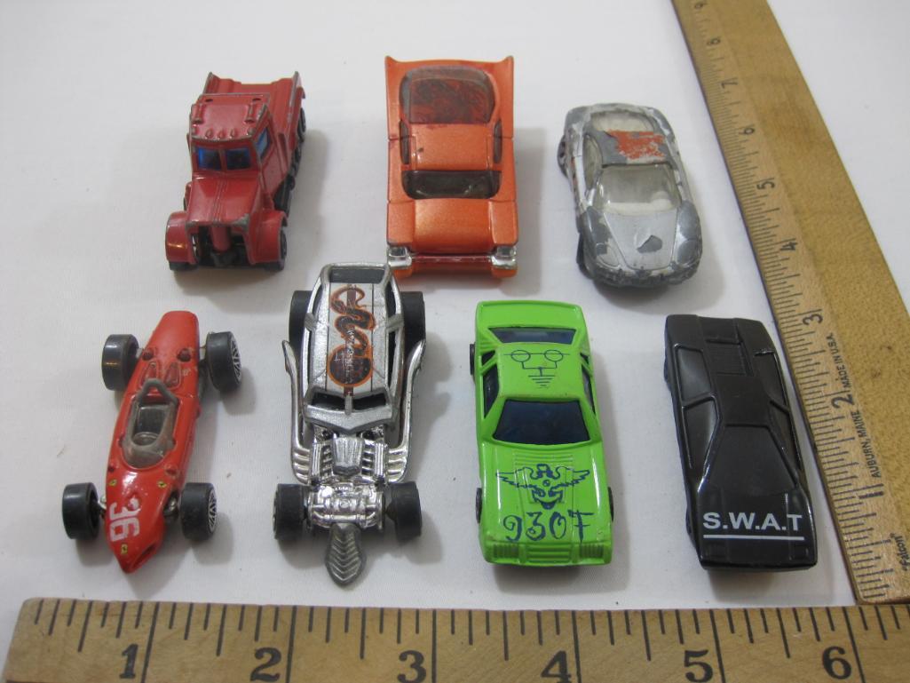 7 Miniature Cars from Hot Wheels and more including SWAT car and others