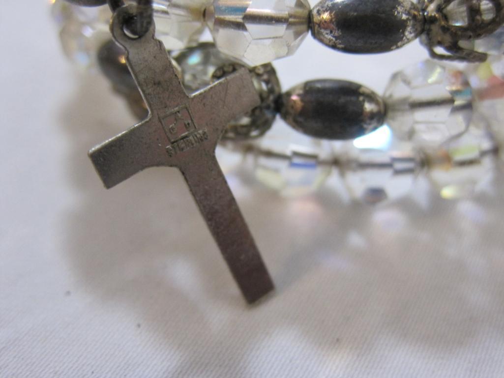 Large Lot of Religious Jewelry including cross pendants, rosary beads, pins and more, 12 oz