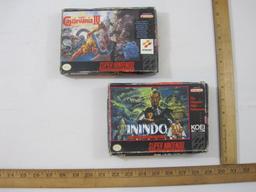 Two Super Nintendo Games including Super Castle Vania IV and Inindo: Way of the Ninja, both in