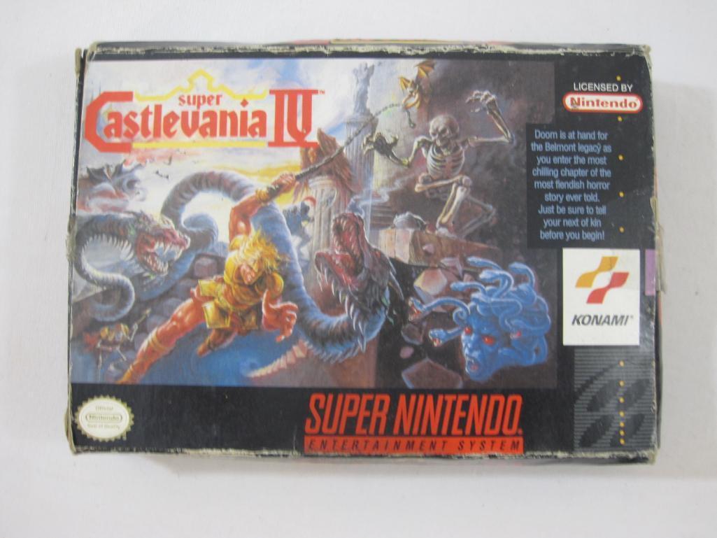 Two Super Nintendo Games including Super Castle Vania IV and Inindo: Way of the Ninja, both in