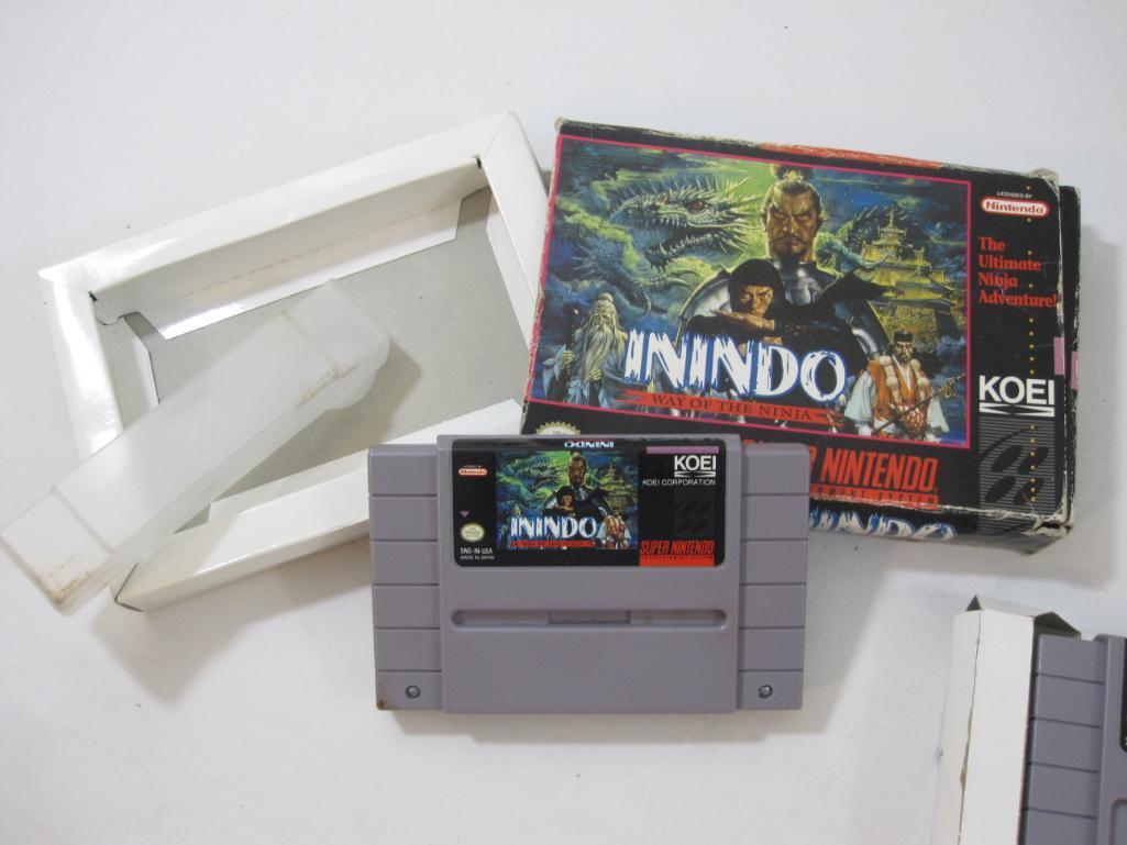 Two Super Nintendo Games including Super Castle Vania IV and Inindo: Way of the Ninja, both in