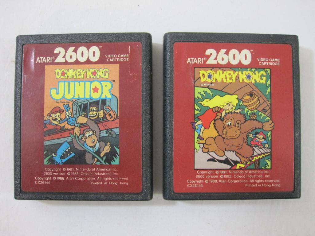 Two Donkey Kong ATARI 2600 Game Cartridges including Donkey Kong and Donkey Kong Junior, games have