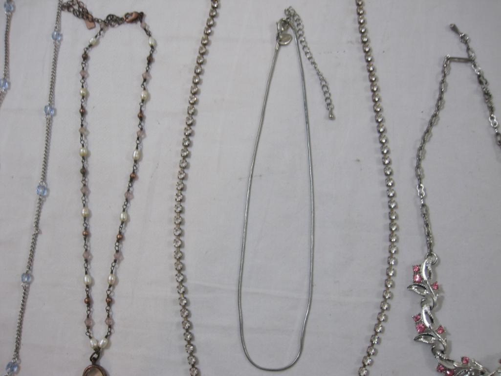 Lot of Assorted Silver Tone Jewelry including Sterling Pendant, Lia Sophia and more, 5 oz