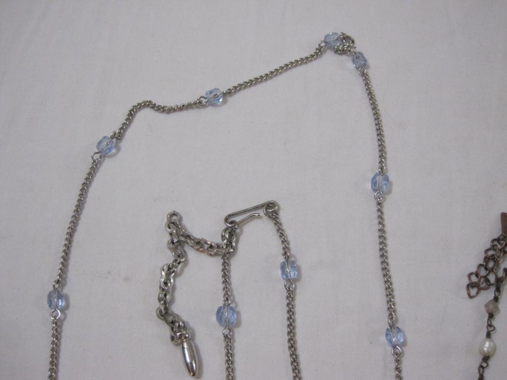 Lot of Assorted Silver Tone Jewelry including Sterling Pendant, Lia Sophia and more, 5 oz