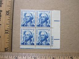 Block of four 1966 George Washington 5 cent US postage stamps, #1283