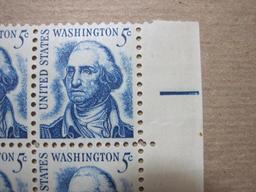 Block of four 1966 George Washington 5 cent US postage stamps, #1283