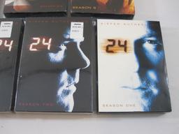 Seven Seasons of 24 Starring Kiefer Sutherland DVDs, all are sealed except season 1 which is