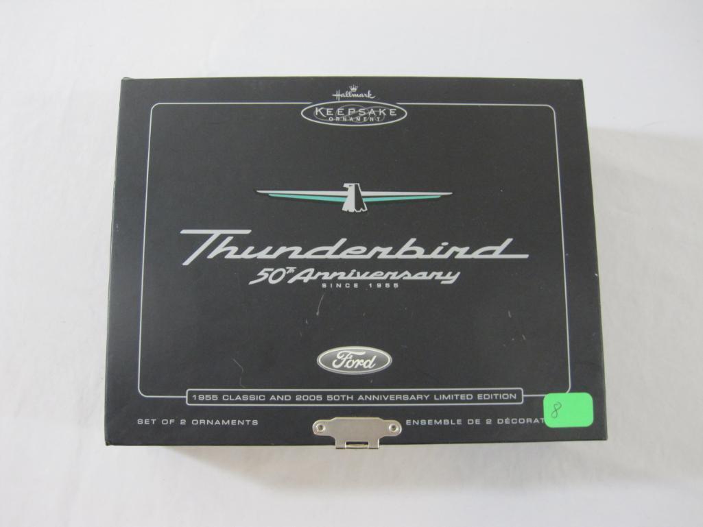 Thunderbird 50th Anniversary Hallmark Keepsake Set of 2 Ornaments including 1955 Classic and 2005