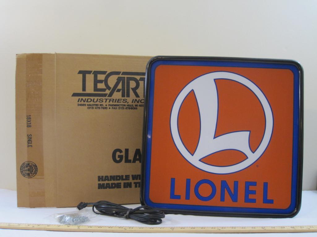 Lionel Plastic Logo Backlit Sign, new in box, TecArt Industries, 4 lbs 6 oz