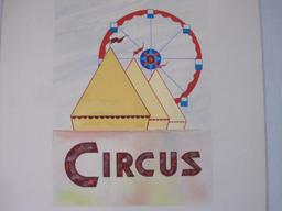 Vintage Circus Advertising Artwork by FF Rano, on thick cardstock, due to size of artwork shipping