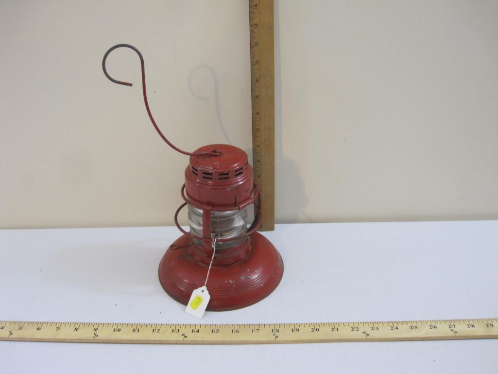 Embury No. 40 Traffic Gard Kerosene Lamp, red with clear glass globe, 1 lb 13 oz