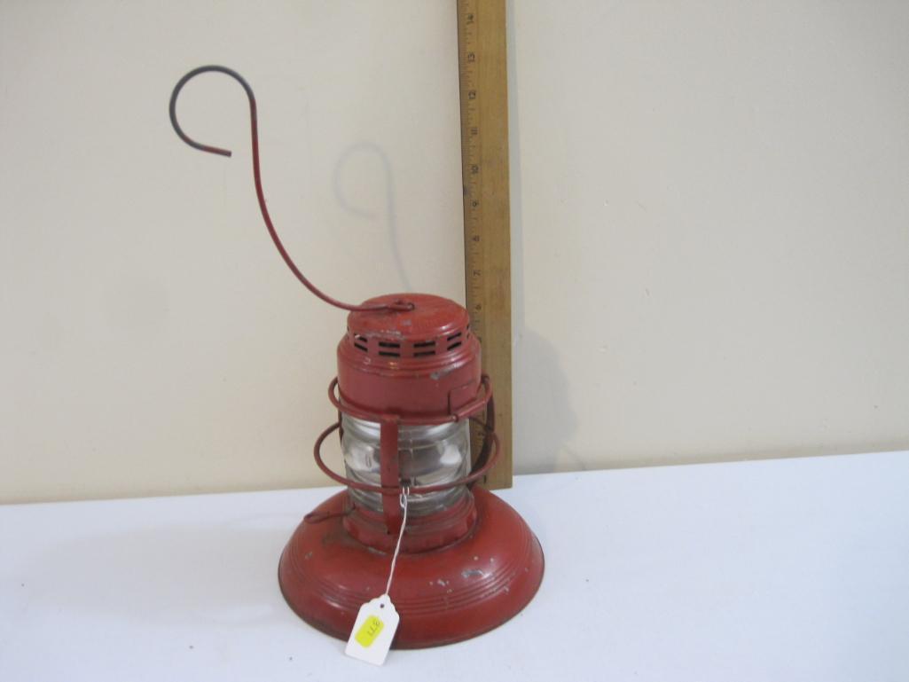 Embury No. 40 Traffic Gard Kerosene Lamp, red with clear glass globe, 1 lb 13 oz