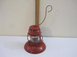Embury No. 40 Traffic Gard Kerosene Lamp, red with clear glass globe, 1 lb 13 oz