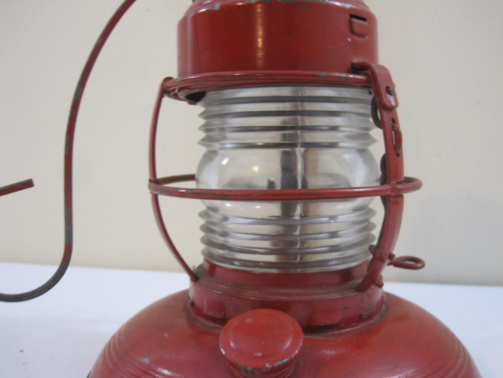 Embury No. 40 Traffic Gard Kerosene Lamp, red with clear glass globe, 1 lb 13 oz