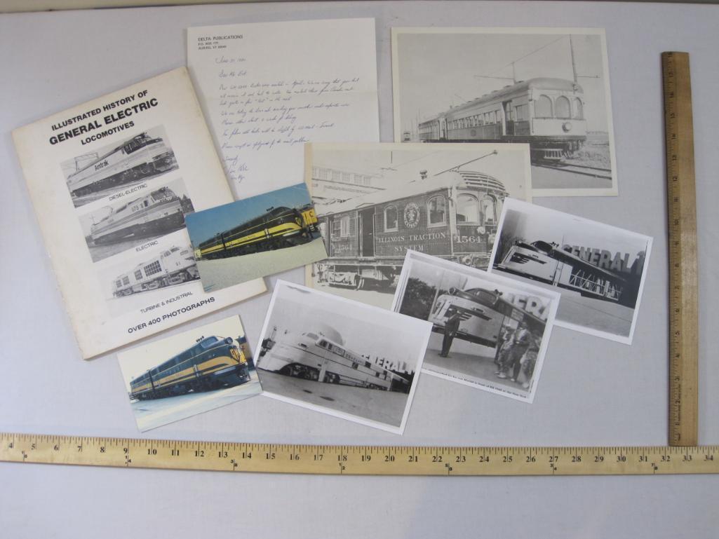 Lot of Electro-Motive Railroad Items including postcards, black and white photos and Illustrated