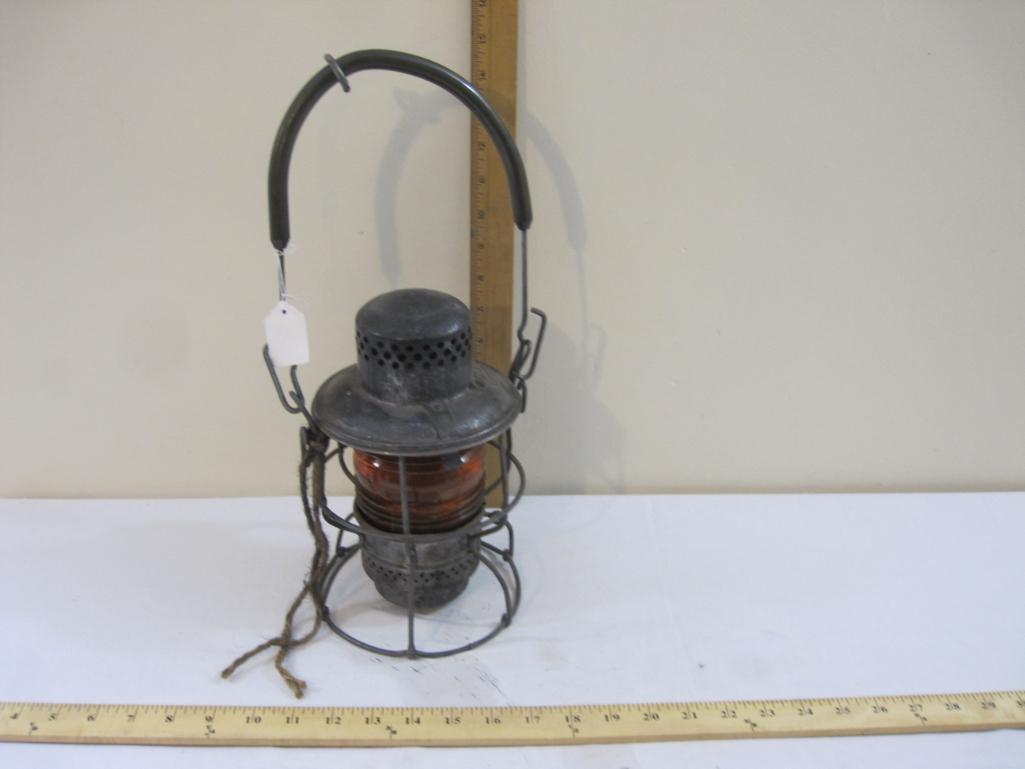 Vintage Adlake Kerosene Railroad Lantern with Orange Globe, 2 lb 11 oz