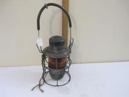 Vintage Adlake Kerosene Railroad Lantern with Orange Globe, 2 lb 11 oz