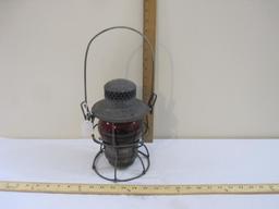 Vintage Adlake Kerosene Railroad Lantern with Red Globe, EL (Erie Lackawanna RR), 2 lbs 2 oz